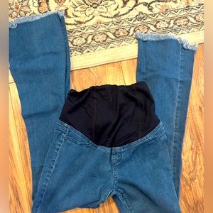 Isabel Maternity Flare Jeans w/ Raw Hem